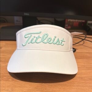 Titleist White Visor with Light Green Logo